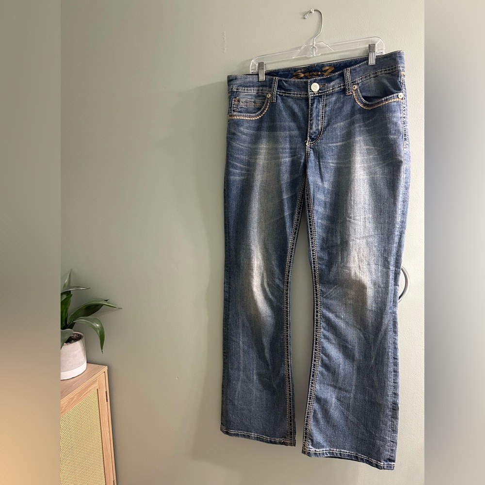 Seven 7 embroidered flap pocket bootcut jeans Y2K style - Picture 2 of 11